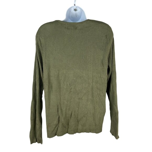 Sag Harbor Womens Green V Neck Ribbed Button Front Cardigan Sweater Size S - Picture 2 of 5